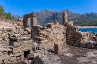 Old ruins of Vilarinho das Furnas, was a village, located in Campo de Geres, Terras de Bouro, on margins of River Homem, in 1972, it was intentionally submerged.