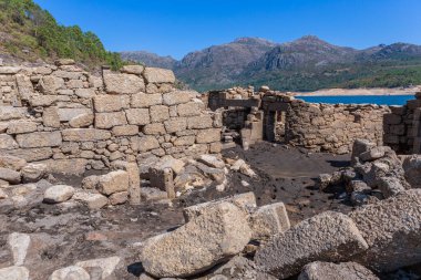 Old ruins of Vilarinho das Furnas, was a village, located in Campo de Geres, Terras de Bouro, on margins of River Homem, in 1972, it was intentionally submerged.