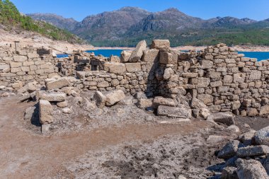 Old ruins of Vilarinho das Furnas, was a village, located in Campo de Geres, Terras de Bouro, on margins of River Homem, in 1972, it was intentionally submerged.