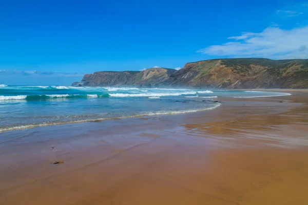 Пустой Пляж Западном Побережье Алгарве Португалия — стоковое фото