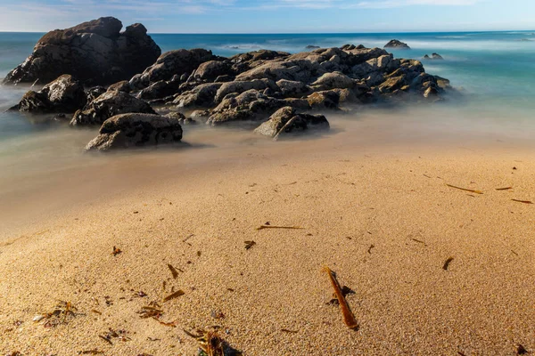 Longa Exposição Oceano Povoa Vazim Norte Portugal — Fotografia de Stock