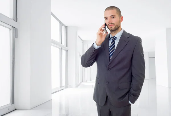 Endişeli Bir Adamı Telefonda Ofiste — Stok fotoğraf