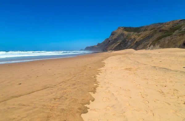 Krásná Prázdná Pláž Západním Pobřeží Algarve Portugalsko — Stock fotografie