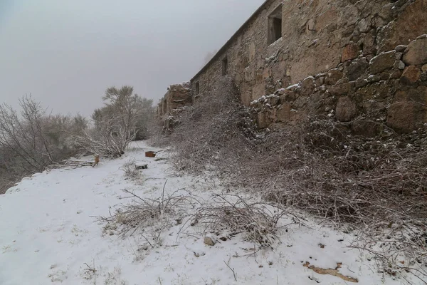 Antigua Casa Ruinas Las Montañas Mucha Nieve Norte Portugal — Foto de Stock