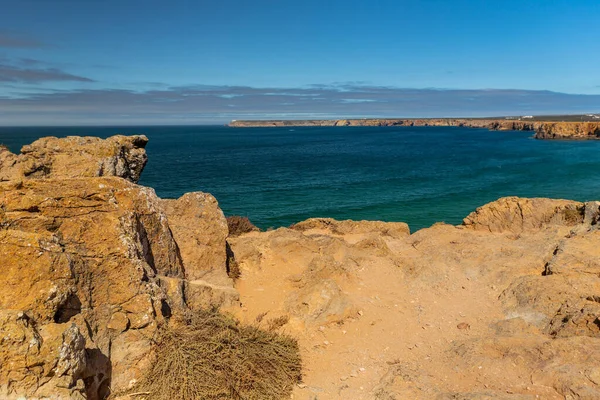 Klify Wybrzeżu Sagres Algarve Portugalia — Zdjęcie stockowe
