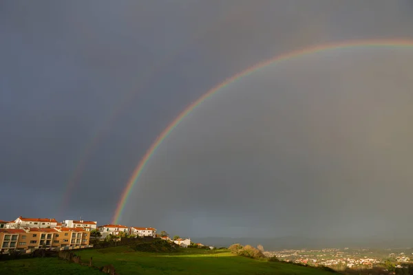 Zauberhafter Regenbogen Über Braga Norden Portugals — Stockfoto