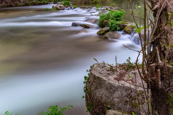 Lång Exponering Vid Den Portugisiska Nationalparken Geres Homem Floden Amares — Stockfoto