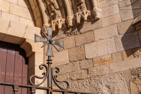 Detalhe Uma Cruz Uma Igreja Zamora Espanha — Fotografia de Stock