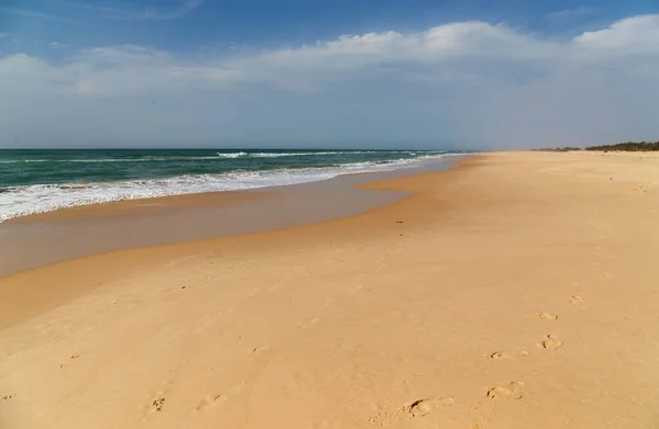 Vew Της Απομακρυσμένης Παραλίας Στη Σενεγάλη Ατλαντικό Κόστος — Φωτογραφία Αρχείου
