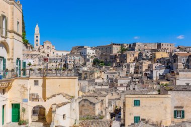 Matera, İtalya: Antik Unesco mirası Matera (Sassi di Matera), Basilicata, güney İtalya. Tarih öncesi mağara evleri