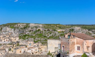 Matera, İtalya: Antik Unesco mirası Matera (Sassi di Matera), Basilicata, güney İtalya. Tarih öncesi mağara evleri