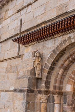 Santiago hacı heykeli Santa Marta de Tera XI. Yüzyıl Via de la Plata Castilla y Leon Zamora Eyaleti Romanesk Kilisesi. İspanya