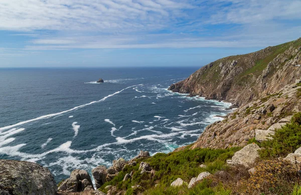 Vista Del Cabo Finisterre Coruña España Punto Más Occidental Europa —  Fotos de Stock