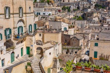 Matera, İtalya: Matera (Sassi di Matera), Basilicata, güney İtalya. Tarih öncesi mağara evleri