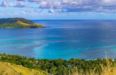 Top view of Nacula island, Yasawa island group, Fiji, South Pacific islands, clipart