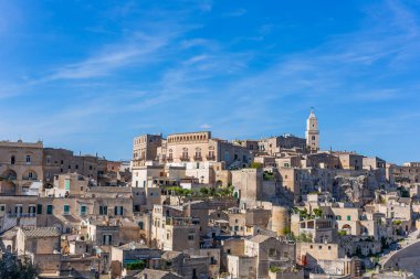 Matera, İtalya: Antik Unesco mirası Matera (Sassi di Matera), Basilicata, güney İtalya. Tarih öncesi mağara evleri