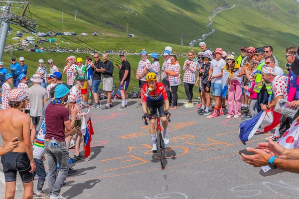 Riders Climbig Δρόμο Προς Col Tourmalet Στα Βουνά Pyerenees Κατά — Φωτογραφία Αρχείου