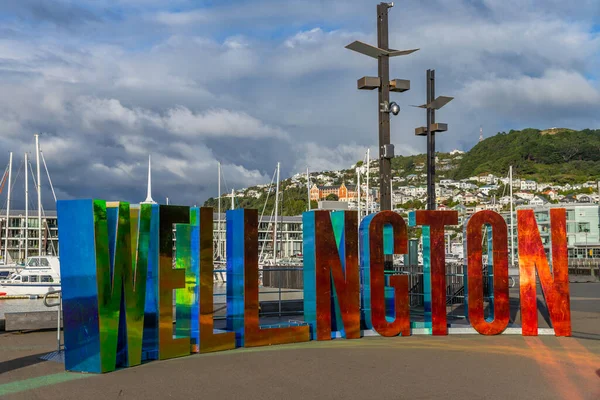 Wellington Zéland Wellington Aláírás Wellington Kikötőjében Zéland — Stock Fotó