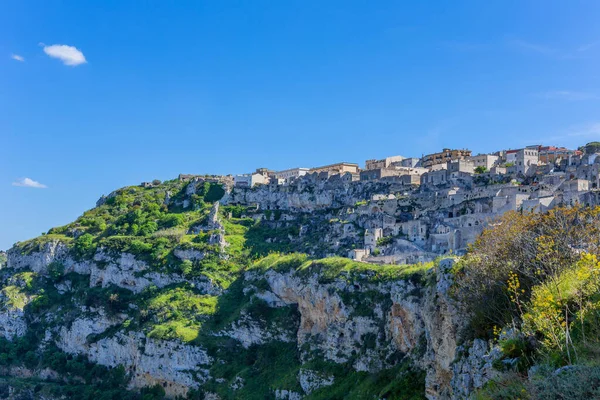 View Gravina River Canyon Ancient Troglodyte Caves Matera Region Basilicata — Stock Photo, Image