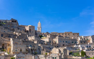 Matera, İtalya: Antik Unesco mirası Matera (Sassi di Matera), Basilicata, güney İtalya. Tarih öncesi mağara evleri
