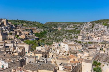 Matera, İtalya: Matera (Sassi di Matera), Basilicata, güney İtalya. Tarih öncesi mağara evleri