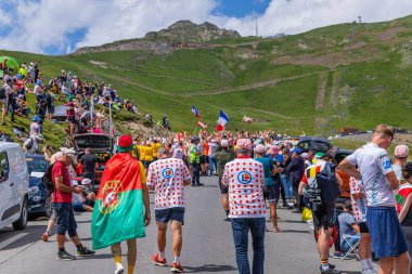 Col du Tourmalet, Fransa: Pyerenees dağlarındaki Col du Tourmalet 'in tepesinde Fransa Bisiklet Turu' nun 6.