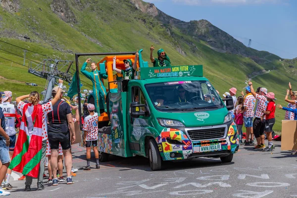 Col Tourmalet Frankrijk Caravanwagen Top Van Col Tourmalet Pyerenese Bergen — Stockfoto