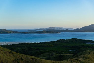 Günbatımında Nacula adasının en üst görüntüsü, Yasawa adası grubu, Fiji, Güney Pasifik adaları