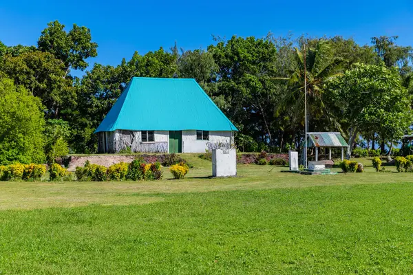 Casas Típicas Uma Pequena Aldeia Ilha Viti Levu Fiji — Fotografia de Stock