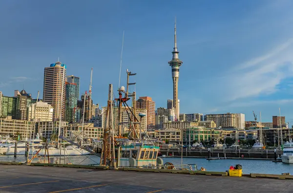 Auckland Zéland Kikötő Auckland Várossal Háttérben Zéland — Stock Fotó