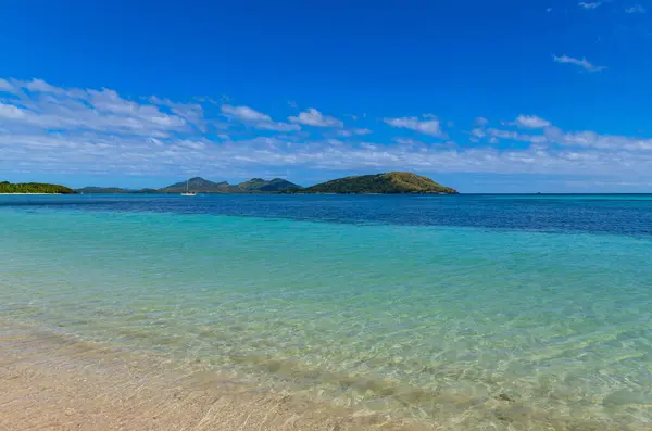 Blick Auf Den Strand Der Blauen Lagune Nacula Island Yasawa — Stockfoto