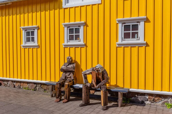 Сиглуордур Исландия Деревянная Статуя Цветном Фоне Сиглуордуре Исландия — стоковое фото