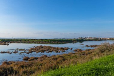 Tagus sabahı, Moita 'da, Lizbon, Portekiz yakınlarında.
