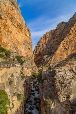 Caminito Del Rey, İspanya: Dünyanın En Tehlikeli Yollarında Yürüyen Ziyaretçiler Mayıs 2015 'te yeniden açıldı. Ardales, İspanya.