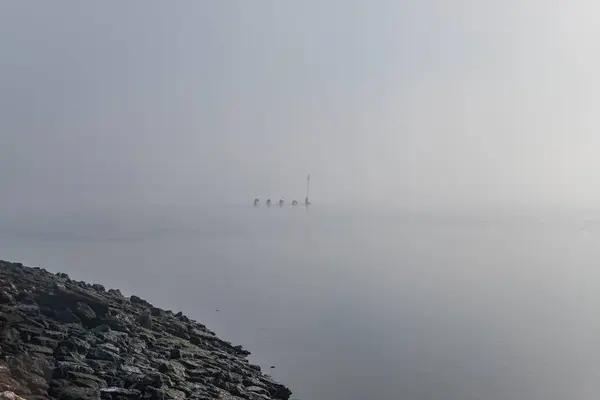 Утро Туманом Мойте Недалеко Лисбона Португалия Стоковое Изображение