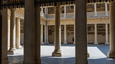 Padua, İtalya: Palazzo Bo (Bo Palace) bahçesi, 1539 yılında İtalya 'nın Padua şehrinde Padova Üniversitesi' nin tarihi yapı evi.
