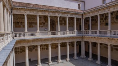 Padua, İtalya: Palazzo Bo (Bo Palace) bahçesi, 1539 yılında İtalya 'nın Padua şehrinde Padova Üniversitesi' nin tarihi yapı evi.