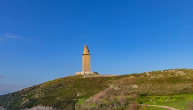 Tarihi Roma deniz feneri Torre de Herkül, A Coruna, Galiçya, İspanya 'nın simgesi