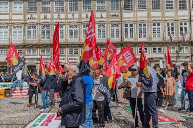 Guimaraes, Portekiz: Portekiz 'de 1 Mayıs, İşçi Bayramı, Guimaraes, Portekiz' de Kutlama ve Protesto