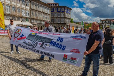 Guimaraes, Portekiz: Portekiz 'de 1 Mayıs, İşçi Bayramı, Guimaraes, Portekiz' de Kutlama ve Protesto