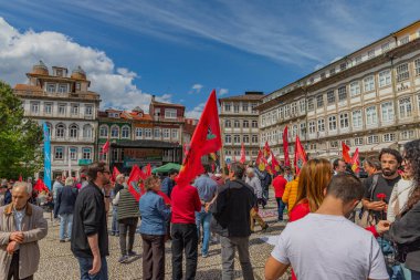 Guimaraes, Portekiz: Portekiz 'de 1 Mayıs, İşçi Bayramı, Guimaraes, Portekiz' de Kutlama ve Protesto