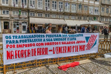 Guimaraes, Portekiz: Portekiz 'de 1 Mayıs, İşçi Bayramı, Guimaraes, Portekiz' de Kutlama ve Protesto