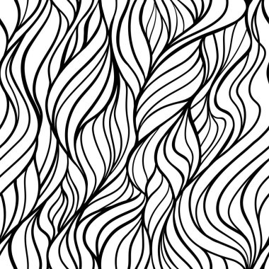 Hair abstract seamless pattern. Yarn hand drawn background. Light waves texture. Vector illustration