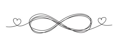 Infinity love icon. Continuous line art drawing Hearts with Infinity symbol. Friendship and love concept. Best friend forever. Vector illustration