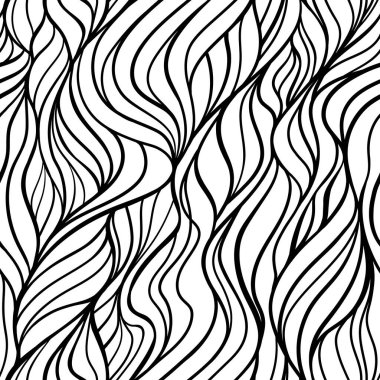 Seamless abstract wave pattern. Repeating hair texture. Yarn fibers design. Vector illustration.