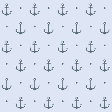 Kusursuz deniz motifi. Siyah deniz çapası. Açık mavi vektör arkaplanı.