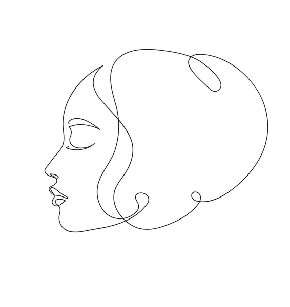 Frauenprofil Aphrodite Porträt Weibliche Schönheit Konzept Kontinuierliche Linienzeichnung Vektor Illustration — Stockvektor
