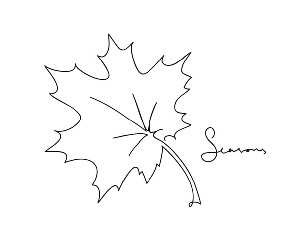 Maple Leaf Line Art Design Drawing Abstract Tropic Spring Nature — स्टॉक वेक्टर