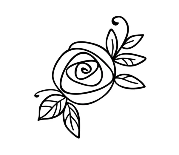 ローズ 様式化された花のシンボル 概要手描きアイコン 結婚式 誕生日のデザインのための装飾要素 — ストックベクタ