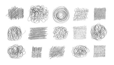 Scribble lines set. Collection of doodles hatching design elements. Vector simple illustration
